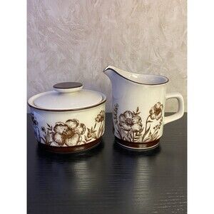 Vintage Design Four Stoneware 700 Indian Summer Japan Creamer & Sugar Bowl